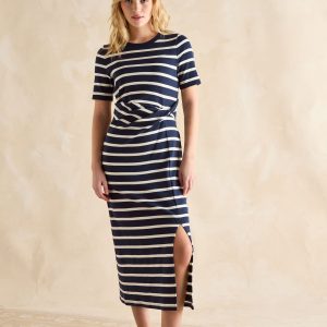 Joules Annabelle Navy/White Twist Jersey T-Shirt Dress