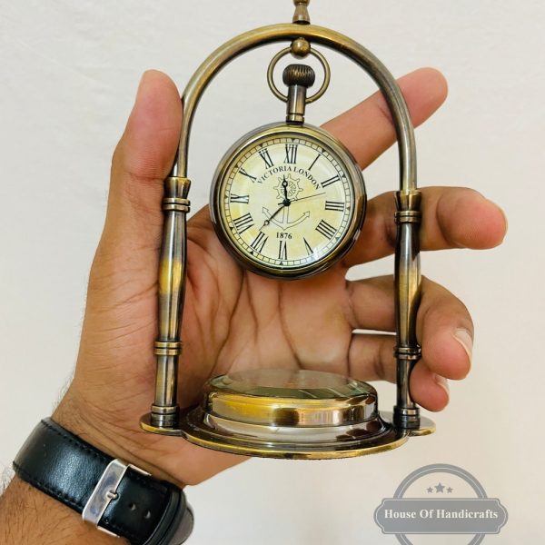Victoria London Beautiful table desk clock with compass  navigation,gifts for Christmas gifts for birthday