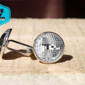 Handmade a disco ball cufflinks, mirror ball cufflink, disco symbol cuff link, glass dome cuff links, gift for men, NOT REAL MIRROR!