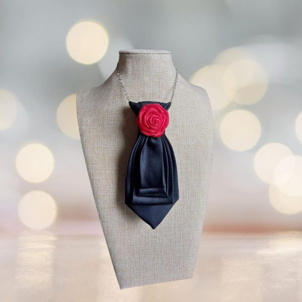 Handmade Women’s Necktie Necklace – Tie Neck Statement Piece – Fashionable Accessory for Her – Unique Christmas Gift