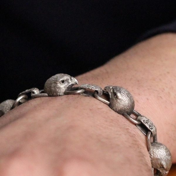 Handmade Eagle Head Chain Bracelet, Eagle Bracelet for Men’s Stylish Accessories, Eagle Link Bracelet, Symbolic Eagle Head Bracelet