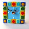 Handmade Fused Glass Desk Clock – Colorful Square Cube Clock – Quiet Movement – Unique Home Decor by Vitrarium