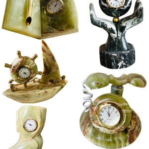 Luxury Handcrafted Onyx Stone Desk Clock
